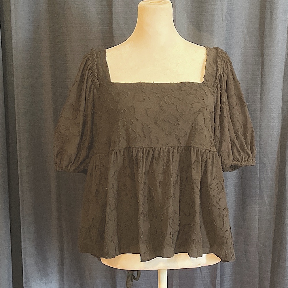 Maeve By Anthropologies Black Puffy  Sleeve  Top
